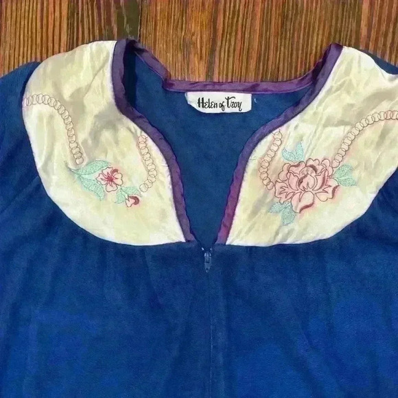 helen of troy Other - Vintage Helen Of Troy Blue Bibbed Nightgown Size Medium With Pockets